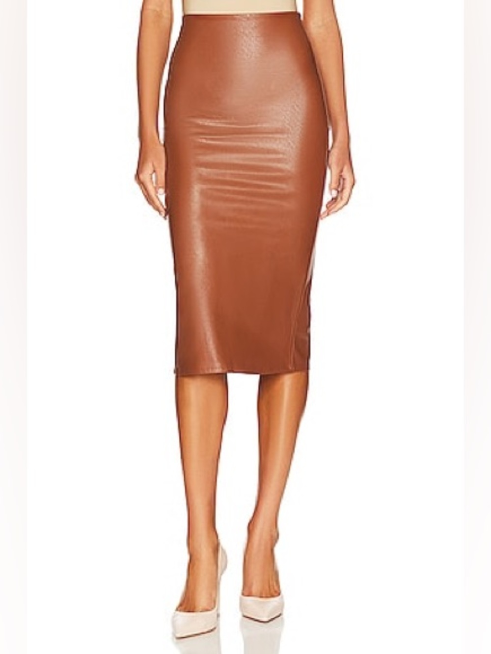 NWT Commando Faux Leather Midi Skirt in Cocoa